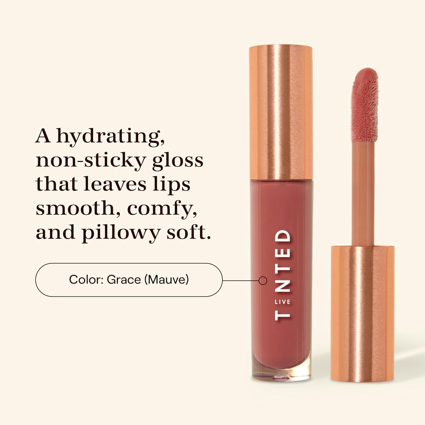 Live Tinted Huegloss High-Shine Lip Gloss - Hydrating, Non-Sticky, Moisturizing Lip Gloss with Hyaluronic Acid, Coconut Oil, and Shea Butter For a Soft Barrier & Seals in Moisture - Mauve