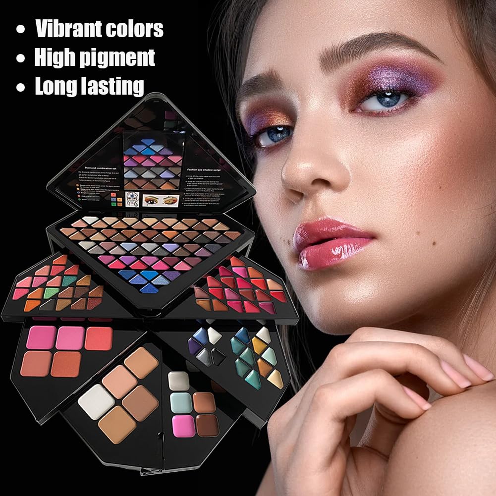 130 Color All In One Makeup Gift Set for Women Professional Makeup Kit Include 80 Eyeshadow, 20 Lipstick,15 Eyebrow Gel,5 Blusher,5 Contour & 5 Conclealer Makeup Palette Kit