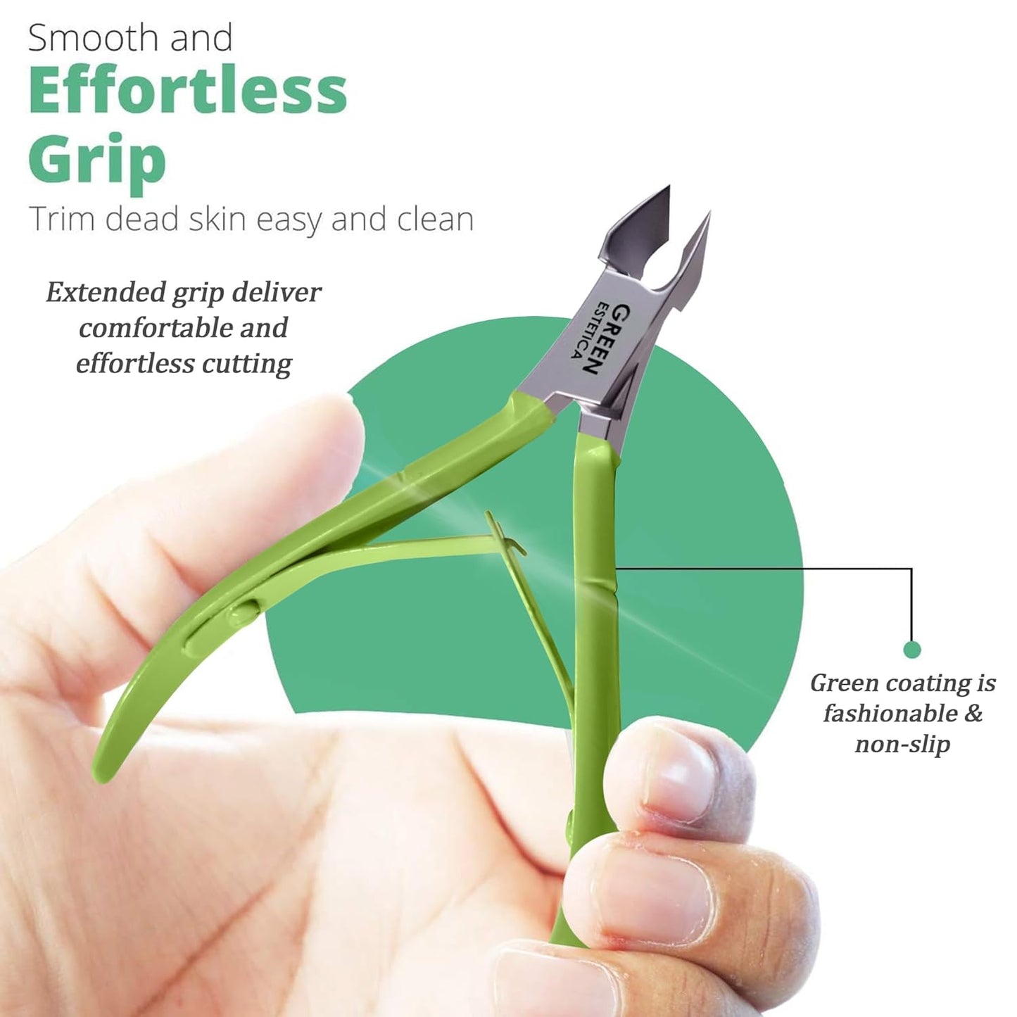 Professional Cuticle Trimmer Nail Cuticle Cutter Stainless Steel Cuticle Nippers with Sharp Blades of Cuticle Remover Clippers Manicure Tools Double Spring for Nail Care Pedicure Nail Tools (Green)