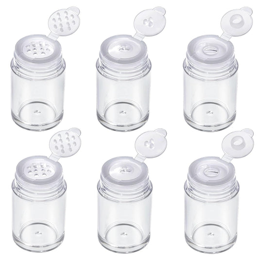 RAYNAG 6 Pieces Mini Empty Loose Powder Bottle Travel Cosmetic Glitter Powder Eye Shadow Shaker Bottle with Sifter and Lids (3 Style)