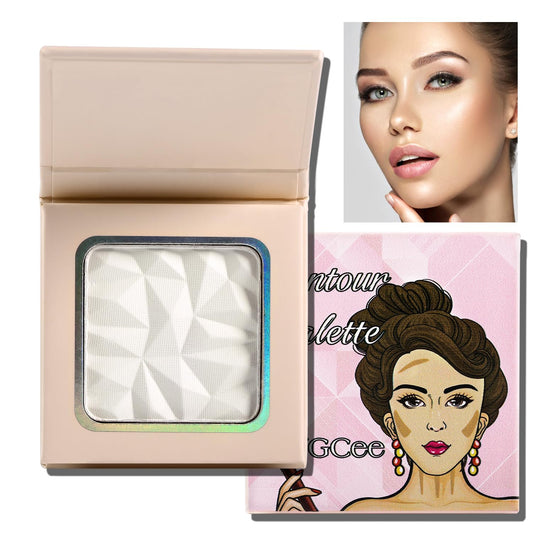 Matte White Highlight Contour Palette Bright,Mini Professional Matte Contouring Makeup Pallet for Face,Long Lasting Smooth Powder for Face,Convenient,Cruelty-Free & Vegan