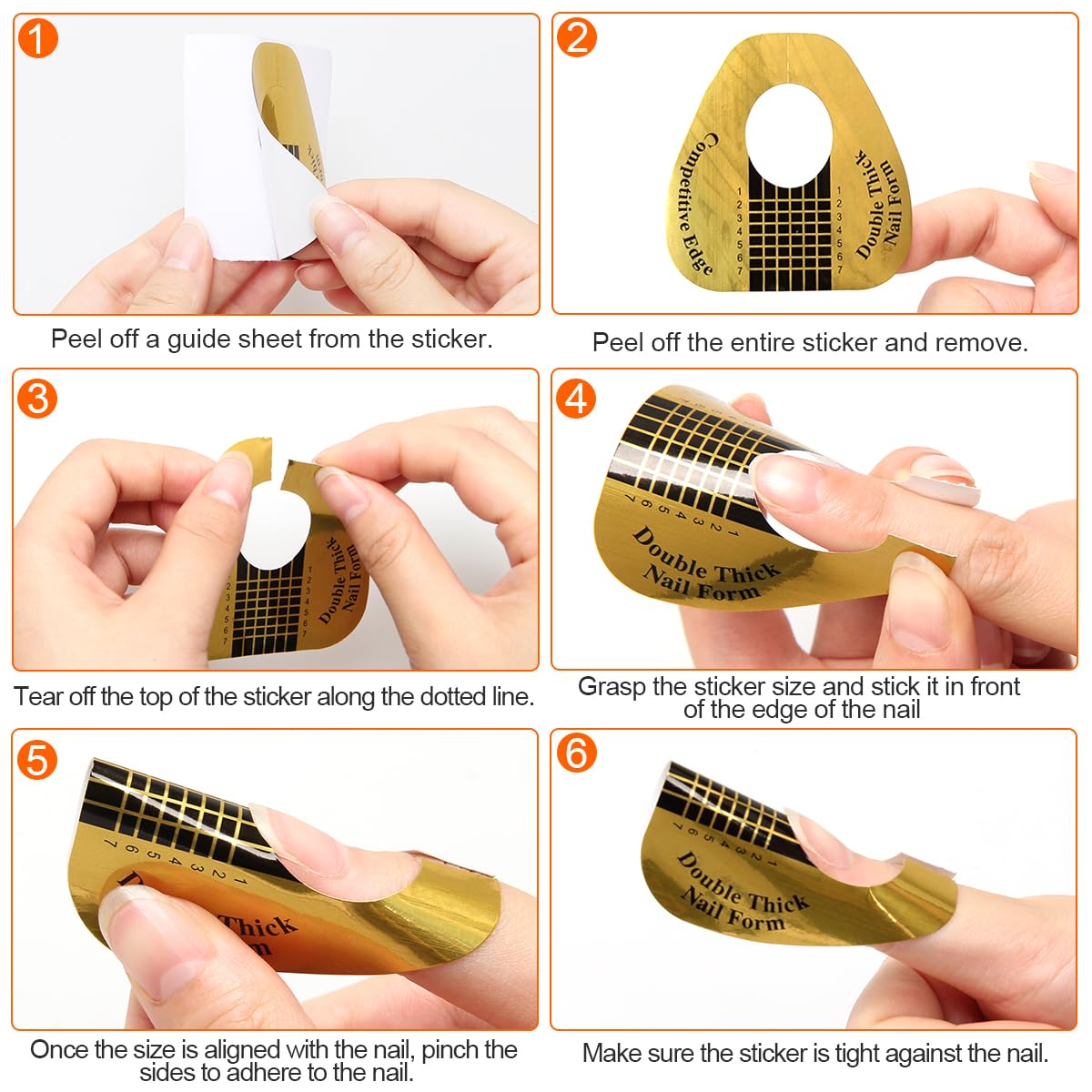 200 PCS Nail Forms for Builder Gel, AHIER Self-adhesive Nail Extension Forms for DIY at Home Professional Nails Art Supplies