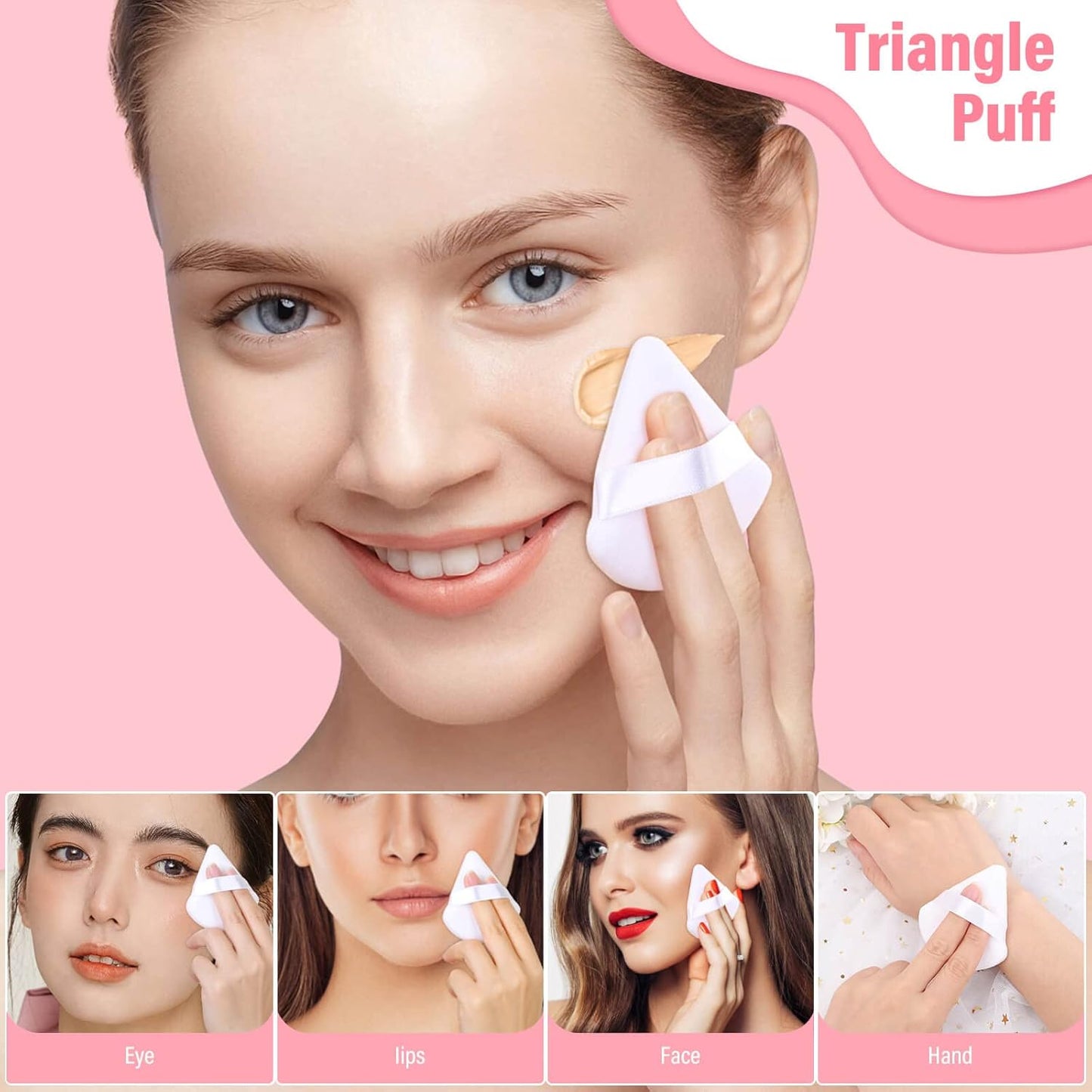 Thrilez 20pcs Triangle Powder Puff, Loose Powder Puffs Makeup Puff for Face Powder, Setting Powder Puff for Make Up, Face Puff Pads for Press Powder, Sponge Powder Applicator for Face and Eye (White)