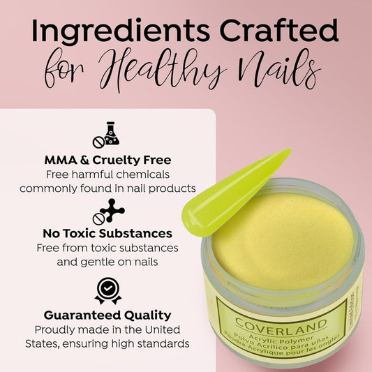 Tones Coverland Acrylic Nail Powder "Lemon Slice" - Limited Edition Acrylic Powder for Nail Design, Sculpting, and Masking Nail Bed Imperfections - Professional Acrylic Nail Supplies - (1.5 Oz)