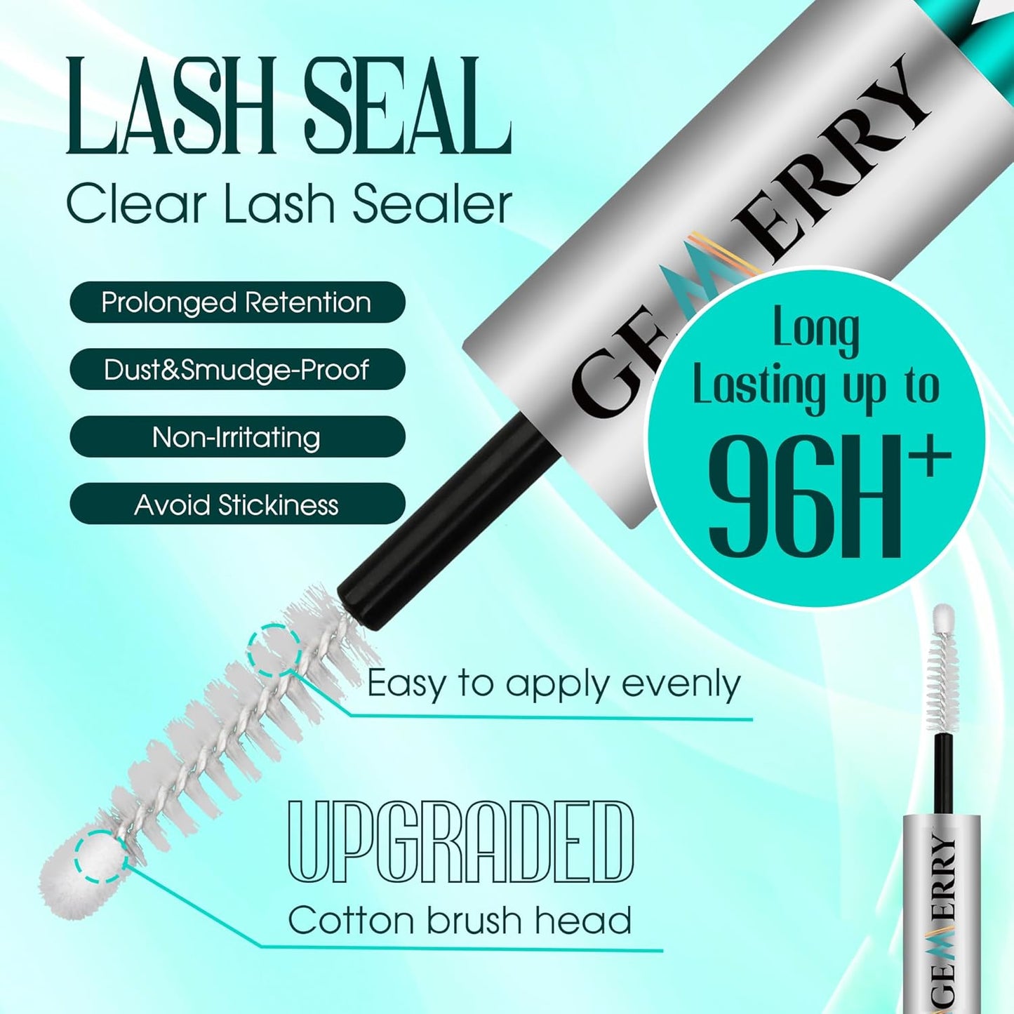 GEMERRY Lash Bond and Seal Waterproof 12ml Lash Glue for Lash Clusters Strong Hold for 72-96 Hours Lash Cluster Glue Mascara Eyelash Glue for Self Use at Home