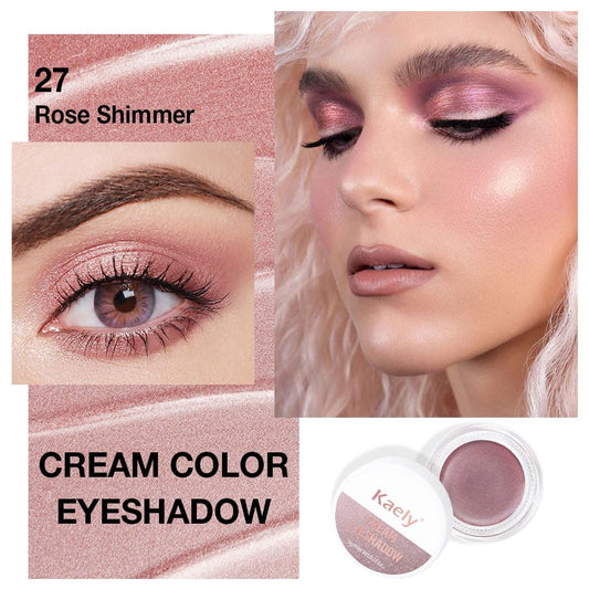 Kaely Single Cream Eyeshadow Pot, Rose Shimmer Eye Shadow for Older Women High Pigmented Waterproof, Natural Eyeshadow Palette Makeup Brightener, sombras en crema para ojos, Blendable, 27