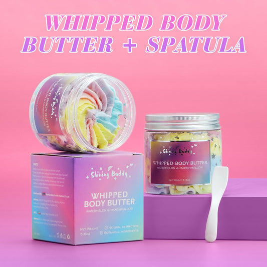 Whipped Rainbow Body Butter, Watermelon & Marshmallow, Fruity Scent, Infused with Fruit extracts, Non-Greasy,Creamy & Moisturizing Shea Butter,Nourishing Skincare for All Skin,5.6 oz