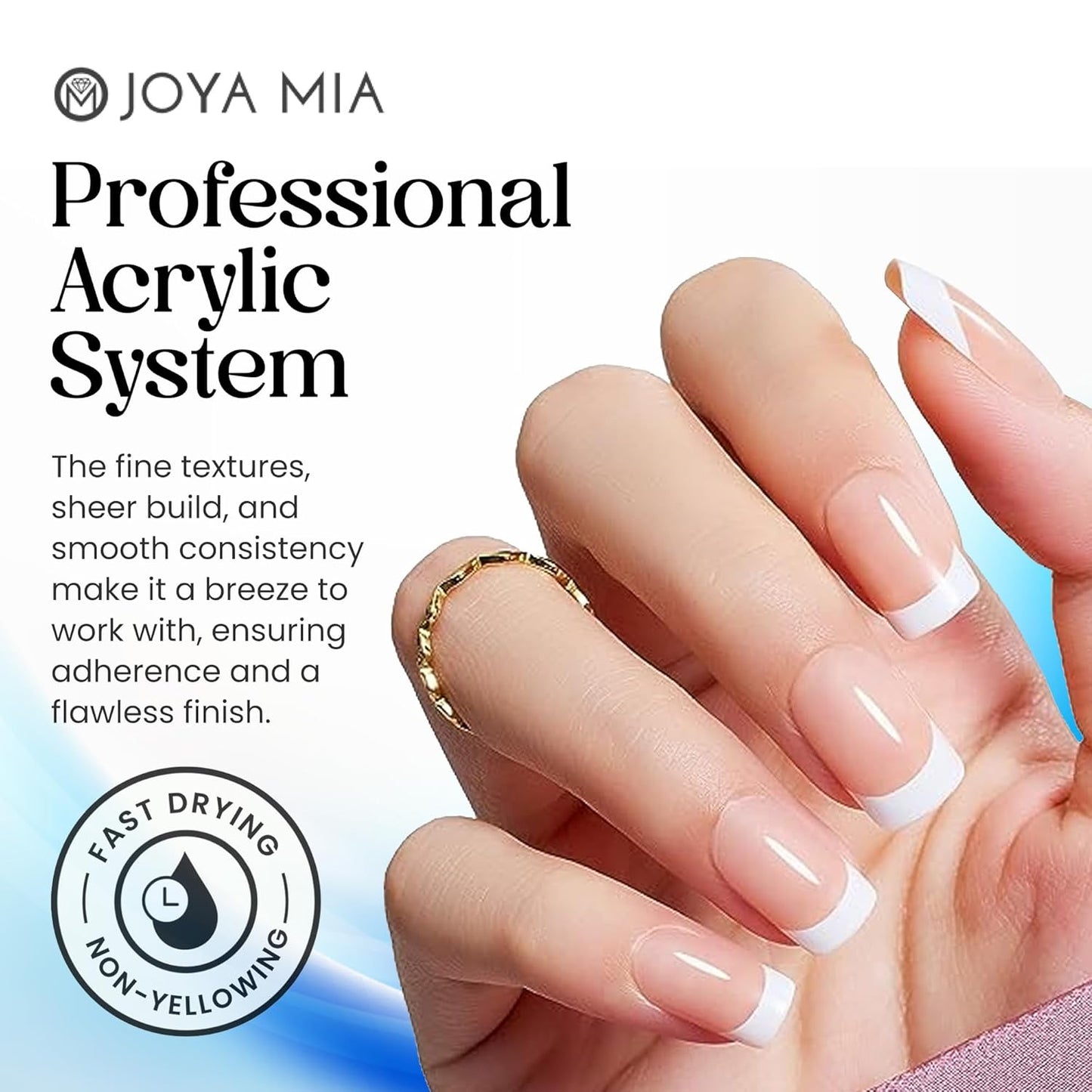 Joya Mia Acrylic Powder for Nails, MMA-Free, Super Adhesion Professional Powder for Flawless & Long-Lasting Nail Enhancements, Easy Application, Vibrant & Stunning Colors - Diamond Clear, 5 lbs
