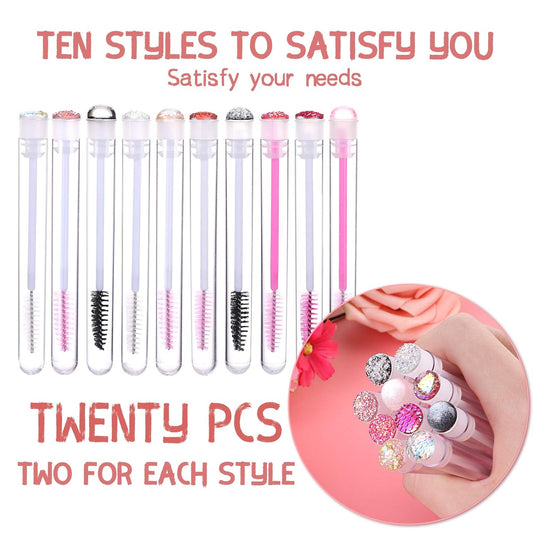 20 Pieces Eyelashes Brush Container Disposable Mascara Bruush Wand Case Lash Spoolies Tube Spoolie Holder Makeup Brush for Eyelash Extension Mix