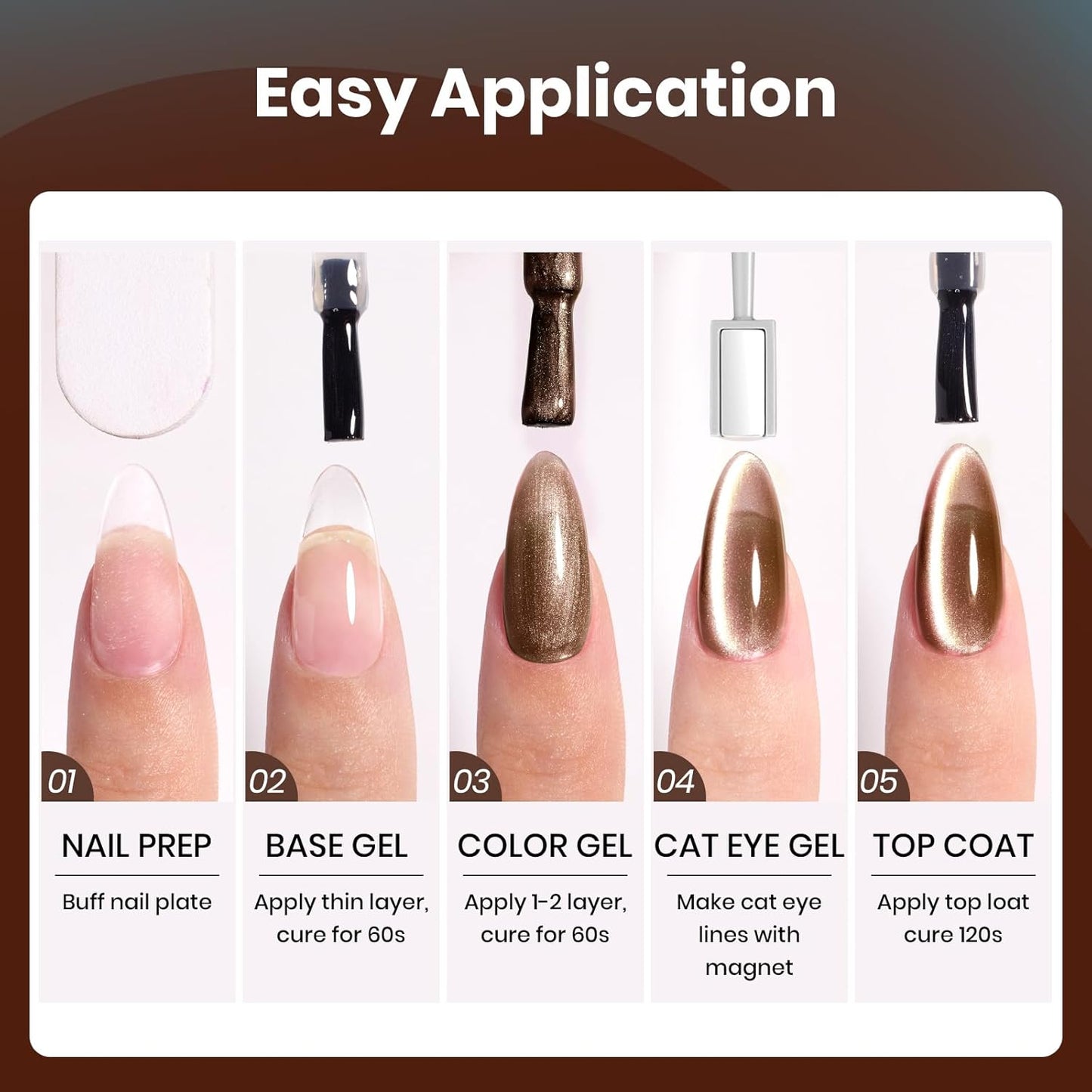 Beetles Brown Cat Eye Gel Nail Polish - Aurora Mocha Cat Eye Gel Polish, 15ML Blue Powder Brown Glitter Fall Gel Polish Magnetic Shimmer Effect Soak Off UV Nail Art Design Manicure Gifts for Women