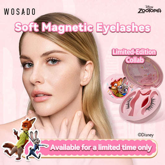 WOSADO×Disney Soft Magnetic Eyelashes Kit with Applicator, Gazelle Reusable Glue-free Wispy Magnetic Lashes, Cruelty-free False Lashes, Waterproof, Lightweight, Suit for Heavy Makeup
