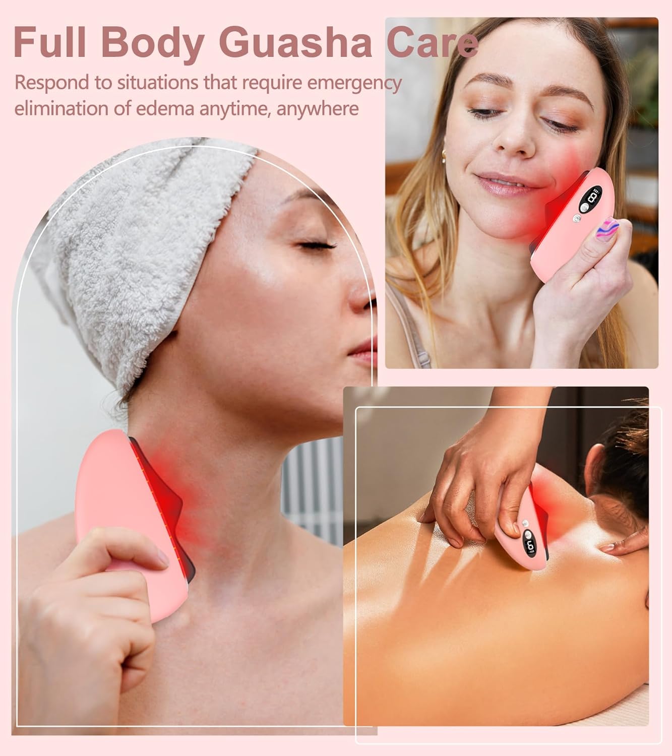 Gua Sha Facial Tool, Electric Black Obsidian Guasha Tool for Face, Chin, Neck, Body, Heated Vibrating Massage Gua Sha Stone for Face Sculpting