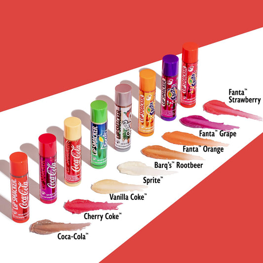 Lip Smacker Coca-Cola Flavored Balm, 8 Count, Flavors Coke, Cherry Vanilla Sprite, Root Beer, Orange Fanta, Grape Strawberry Fanta