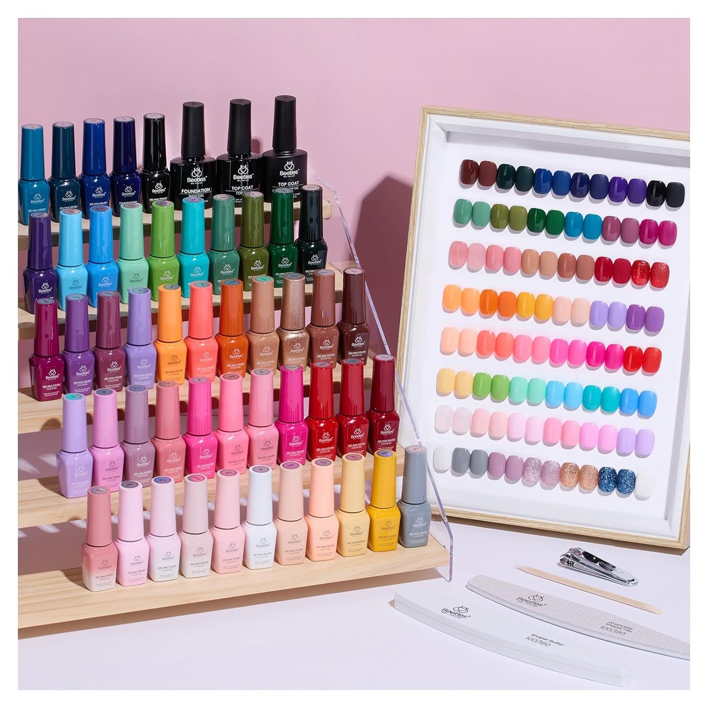 Beetles Gel Nail Polish Set - Seasons Variations 48 Colors Gel Polish Kit Brown Nude Pink Red Blue White Color with Base Top Coat Home DIY Soak Off Nail Art Salon Manicure Starter Kit Gift for Women