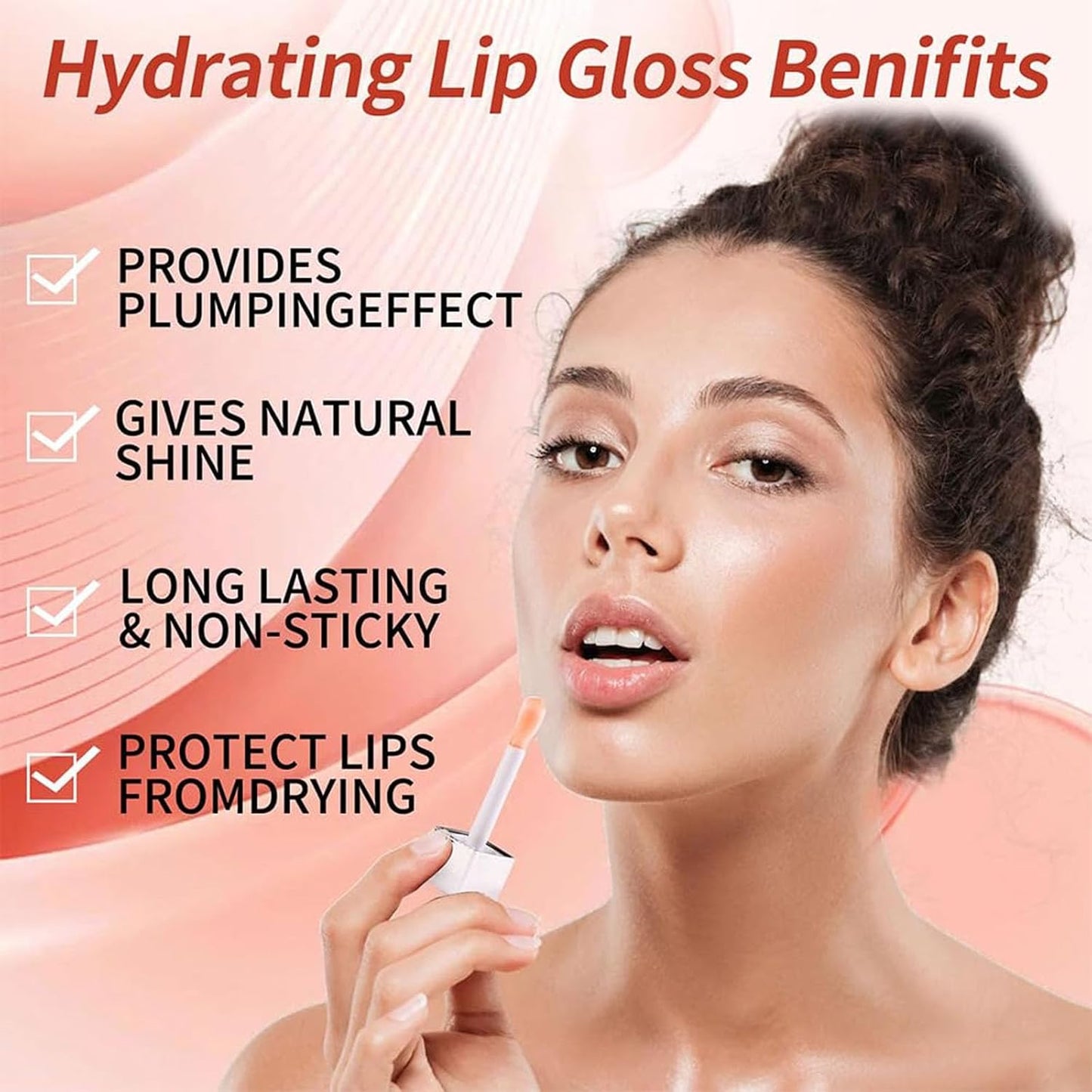 Hydrating Lip Glow Oil-Lip care oil- Lip Oil Tinted for Lip Care and Dry Lips-Prevents Dry Cracked-Non-sticky Big Brush Head-Lip Plumping -Lip Oil gloss tinted-000#CLEAR