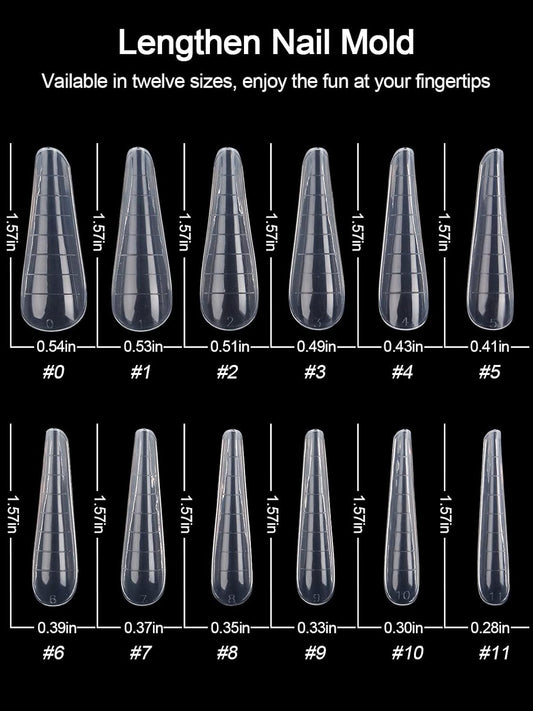 EBANKU 120Pcs Dual Nail Forms for Poly Gel - Extension Stiletto Almond System Mold, False Tips for Builder Gel Art Design Salon & DIY - 12 Sizes