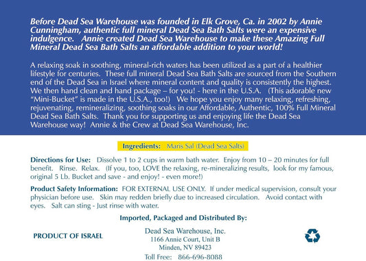 Dead Sea Warehouse - Dead Sea Salts for Soaking - 100% Dead Sea Mineral Bath Salts - Great for Soothing Muscles Aches, Relaxation, Alleviate Skin Issues - Unscented - 2 lbs - 2 Pack