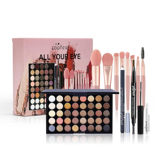 All-in-one Makeup Set Holiday Gift Surprise | Full Makeup Kit for Women Essential Starter Bundle Include Eyeshadow Palette Lipstick Blush Concealer Face Powder Eyeliner Mascara Soft Brush