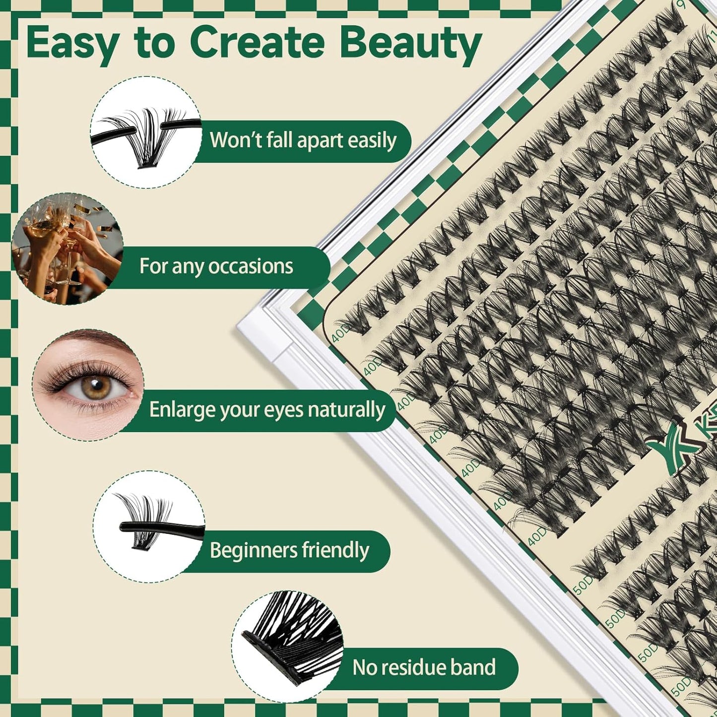 DIY Lash Extension Kit 280pcs Individual Lashes D Curl Eyelash Extension Kit 40D+50D 9-16Mix Natural Lash Clusters with Lash Bond and Seal and Lash Applicator for DIY at Home（KIT-40D50D-0.07D-9-16Mix）