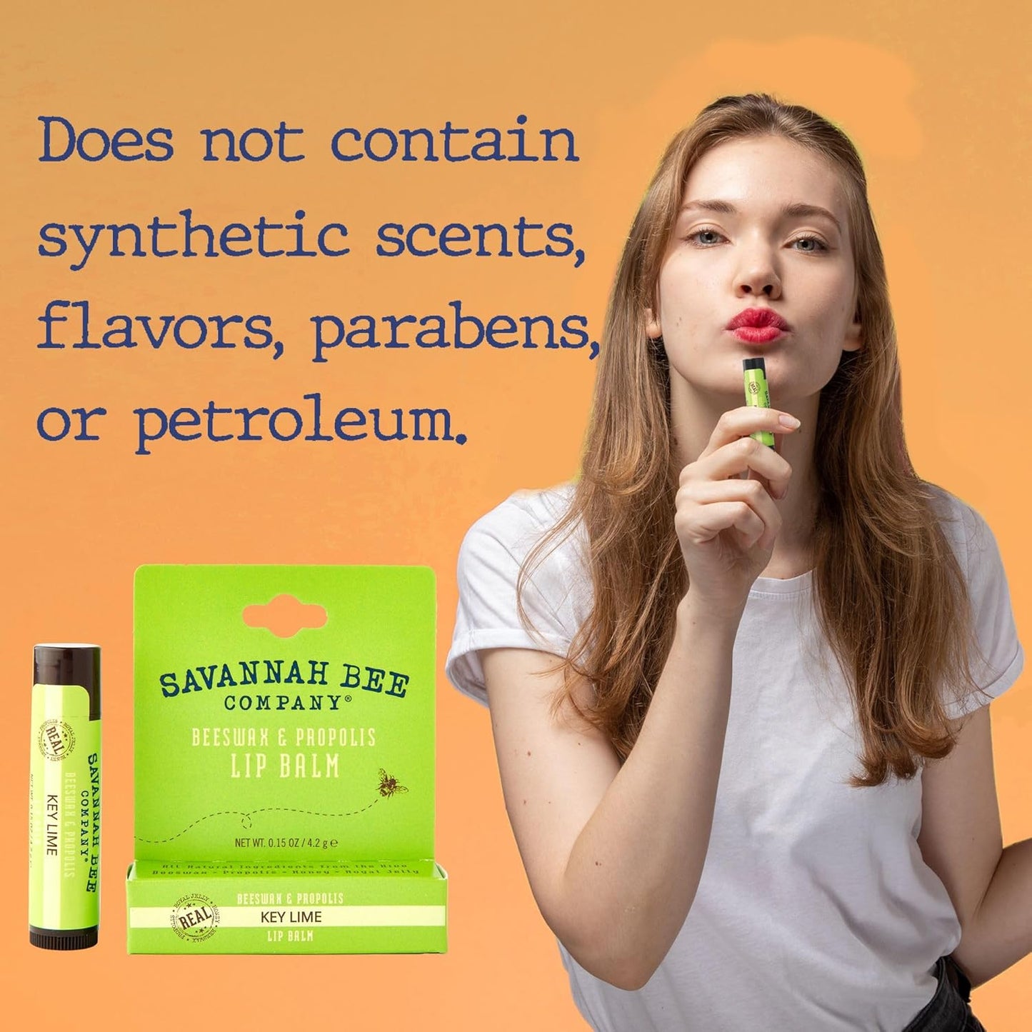 Savannah Bee Lip Balm Hanger 0.15 oz - Invigorating Mint Flavor - Natural Ingredients for Supple, Soft Lips - Convenient Hanger Design (.15 Oz, Key Lime)