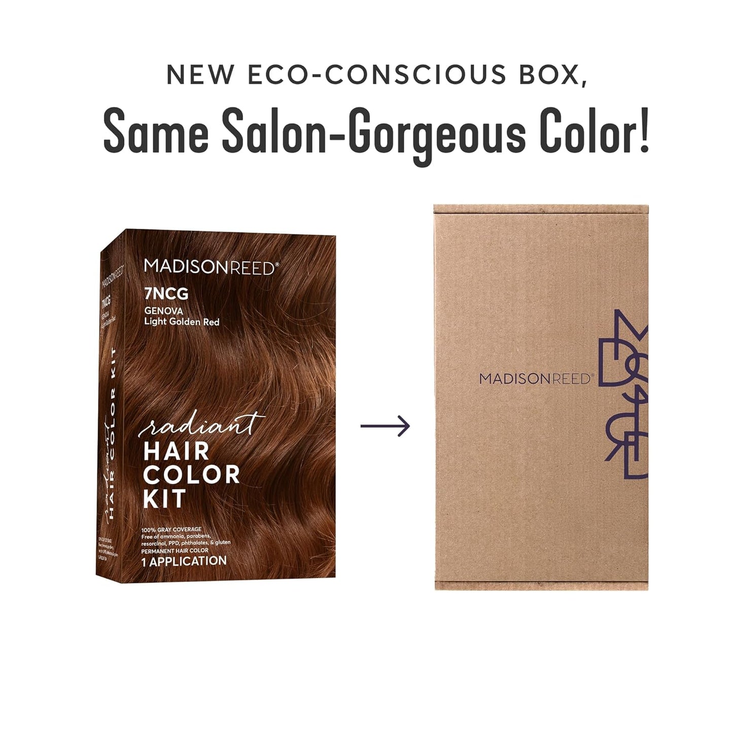 Madison Reed Radiant Hair Color Kit | 7NCG Light Golden Copper (Genova Red) for 100% Gray Hair Coverage | Dimensional Salon-Quality Permanent Hair Dye | PPD-Free & Ammonia-Free | 2 Pack