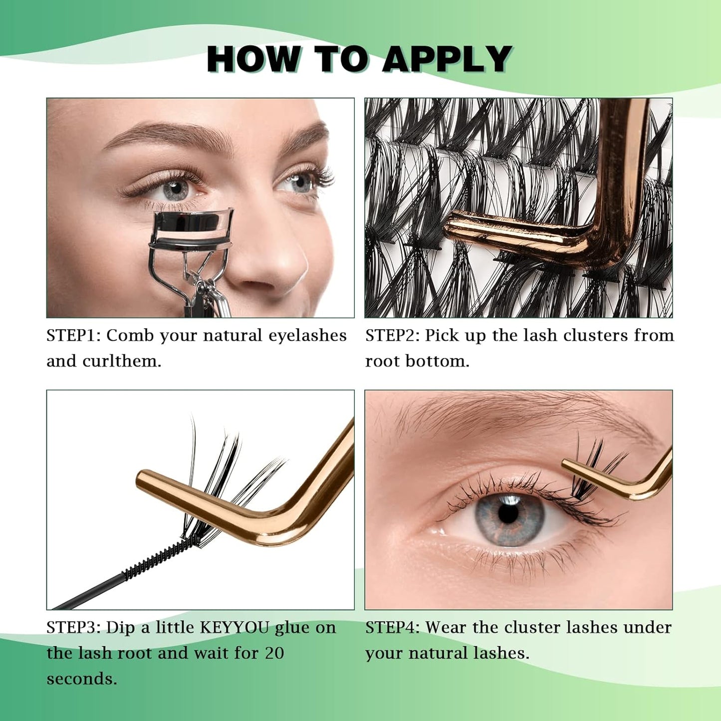 Lash Clusters 300pcs Eyelash Clusters 50D 0.07D Curl 13mm DIY Eyelash Extension KEYYOU Large Tray Volume Soft&Natural Individual Lashes(50D-0.07D,13)