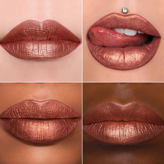 MAKI YIKA Metallic Lipsticks Long Lasting Brown Lipstick for Women, High Shine Glitter Lipstick No Smudge Transferproof iquid Lip Gloss (BR09 Celebration)