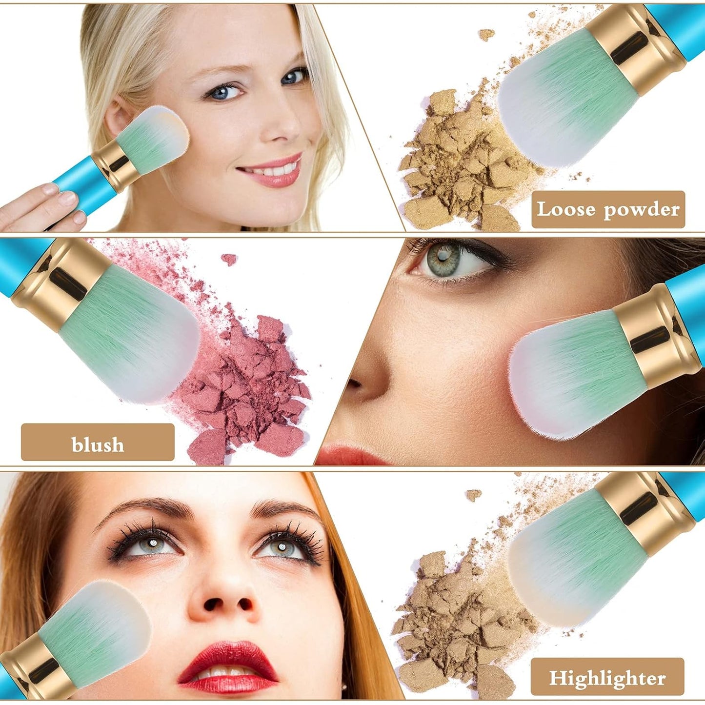 Falliny Retractable Kabuki Makeup Brush, Travel Mini Face Blush Brush, Portable Powder Foundation Sunscreen Brush with Cover for Blush, Bronzer, Buffing, Flawless Powder Cosmetics