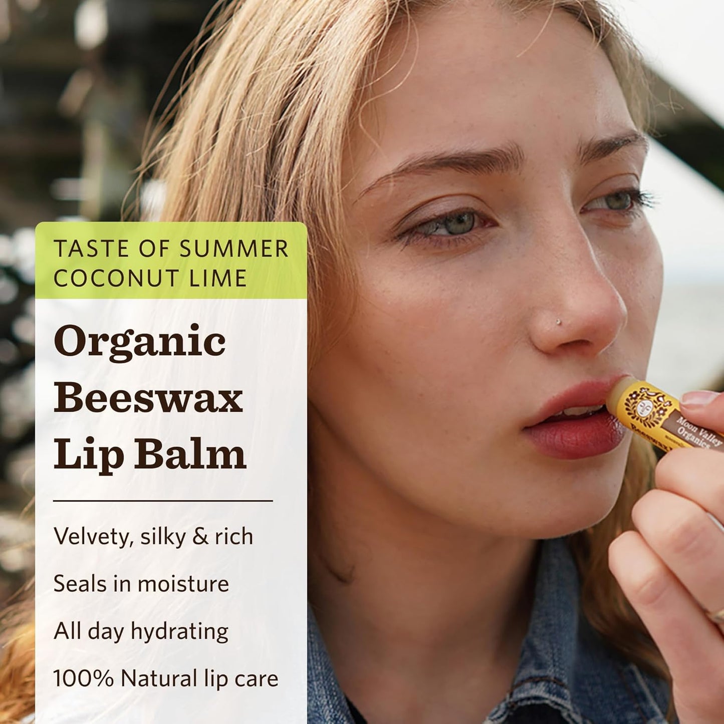 Moon Valley Organics Beeswax Lip Balm for Moisturizing Lips and Cuticles (TROPICAL COCONUT LIME, 4 Count (Pack of 1))