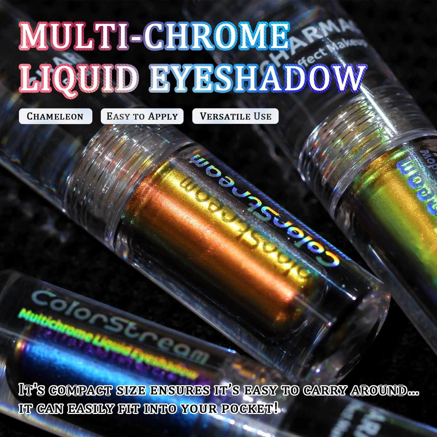 CHARMACY Chameleon Glitter Eyeshadow, Liquid Shimmer Sparkle High Pigment Duochrome Eye Shadow, Longer-Lasting With No Creasing Eye Cosmetics, 1.6g (#09