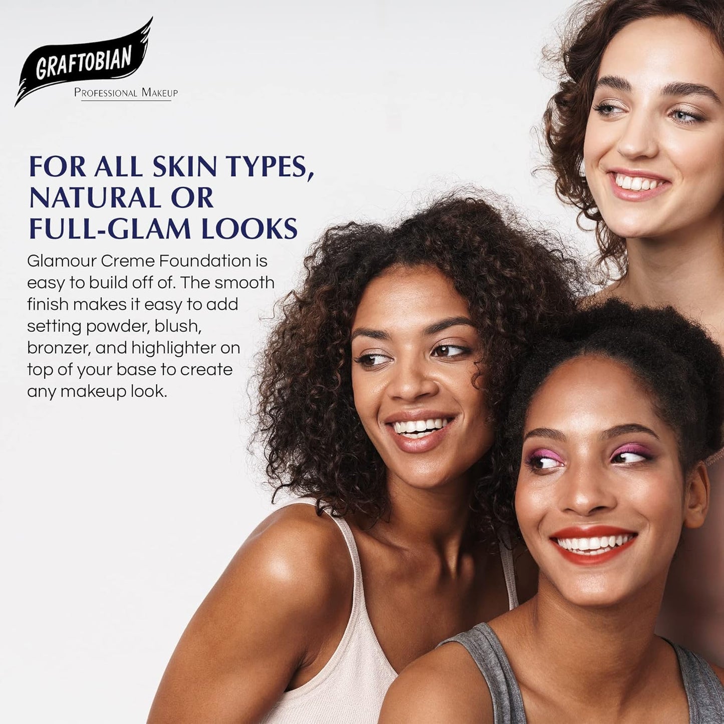 Graftobian HD Glamour Crème Foundation 1/2oz, Weightless Full Coverage Makeup, 65 Inclusive Shades, For All Skin Types, Natural or Full-Glam Looks, For Professionals and Beginners, Cherry Glaze