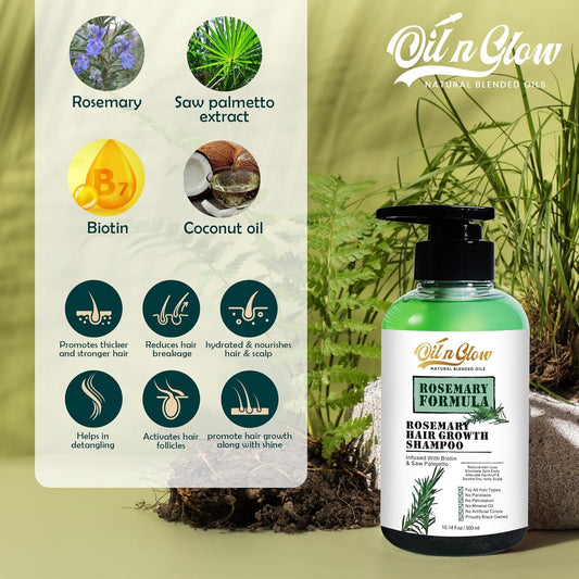 USDA Organic Rosemary Hair Growth Shampoo For Thickening, Regrowth & Strengthening for Men & Women with Biotin, Scalp DHT Blocker Saw Palmetto For Thinning Hair Loss 10 Fl. Oz- Fragrance Free