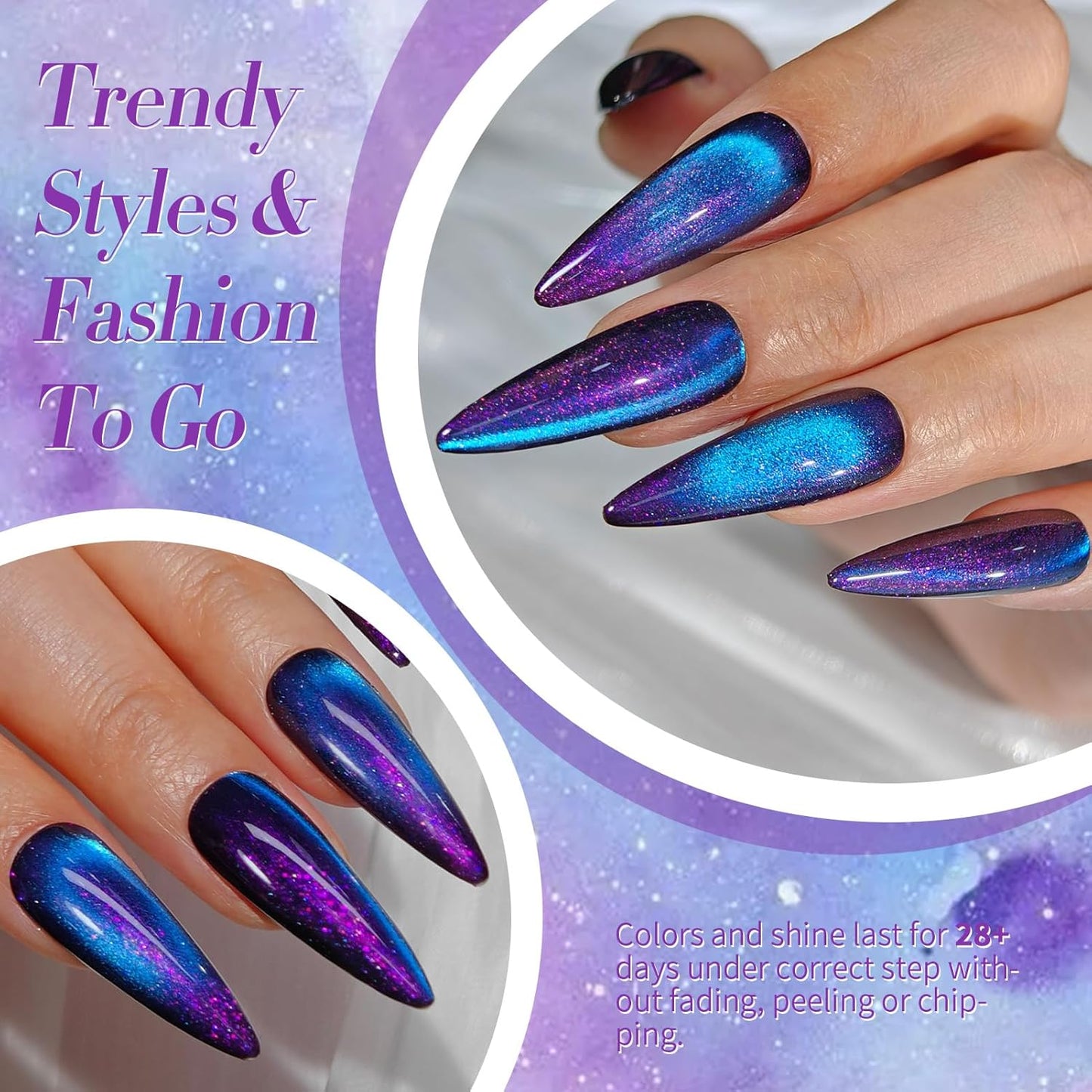 BORN PRETTY Cat Magnetic Eye Gel Nail Polish,Night Purple Magnetic Gel Polish Blueberry Cat Magnetic Eye Gel Manicure Nail Art DIY 15ml