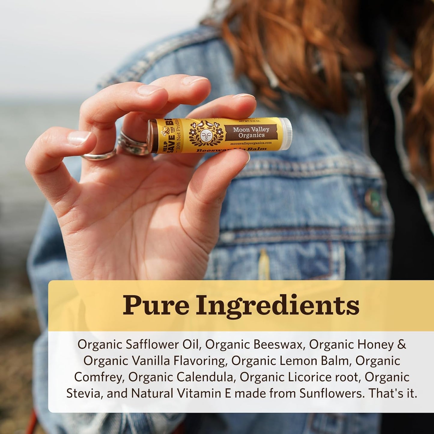 Moon Valley Organics Beeswax Lip Balm for Moisturizing Lips and Cuticles (SWEET HONEY, 6-Pack)