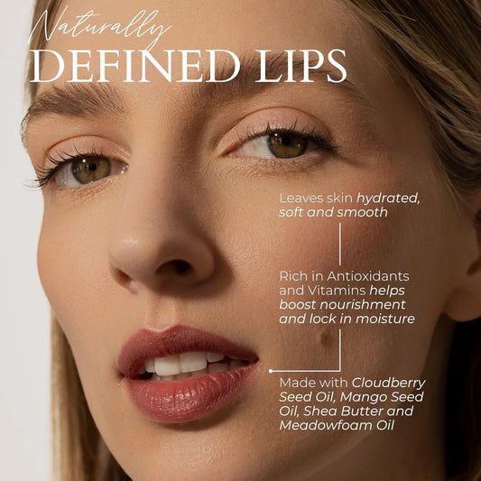 FITGLOW Beauty Vegan Lip Liner Pencil | Long-Lasting Lip Enhancer with Blending Brush | Hydrating Plumping Lip Liner | Smudge-Proof Lip Perfector | Define Shape & Fill | Muted Mauve, 1.1g