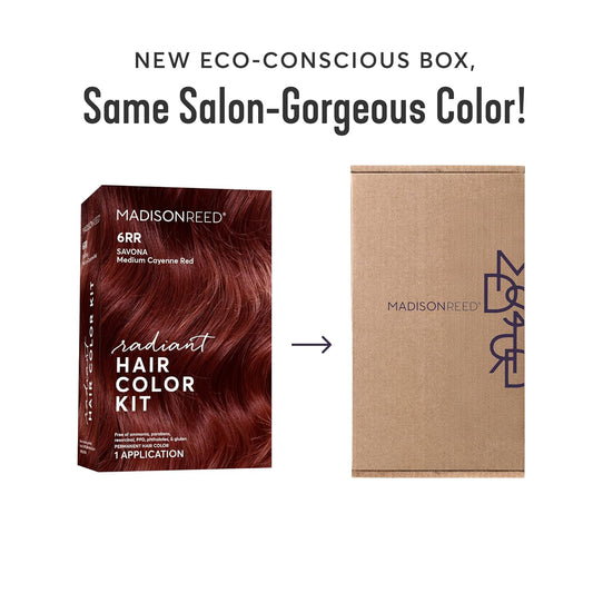 Madison Reed Radiant Hair Color Kit | 6RR Medium Vibrant Cayenne Red (Savona Scarlet) Vivid Color-Enhancing Formula | Salon-Quality Permanent Hair Dye | PPD-Free & Ammonia-Free |2 Pack