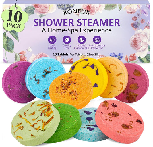 10 Pack Shower Steamers Aromatherapy Gifts for Women, Shower Bombs with Essential Oils, Self Care, Relaxation SPA, Stocking Stuffers and Christmas Gifts