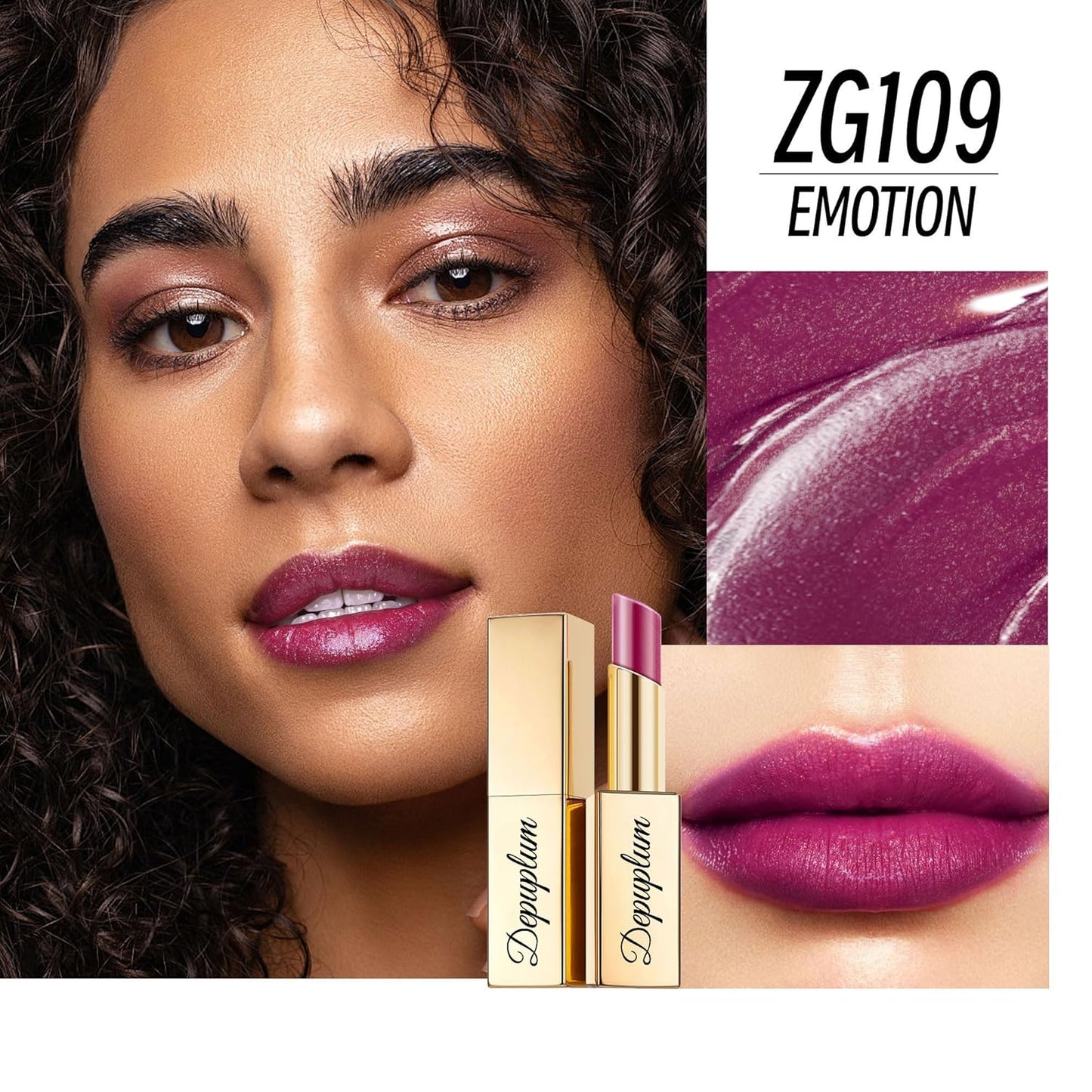 Mulberry Lipstick Moisturizing for Women Shimmer Tinted Lip Balm Hydrating Nourishing Dark Purple Lip Gloss Vegan& Cruelty Free Lip Makeup, ZG109 Emotion