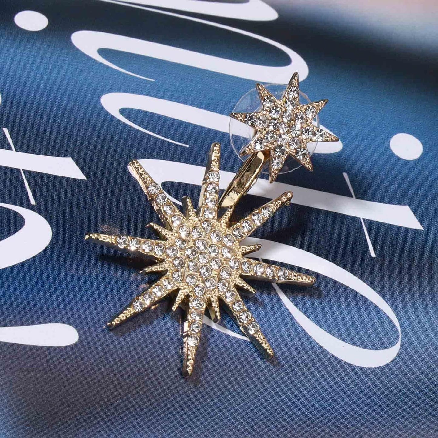 Starburst Jacket Earrings Gold Rhinestone Sun Earrings Front Back Studs Earrings Boho Celestial Earrings Jewelry for Women and Girls Gifts