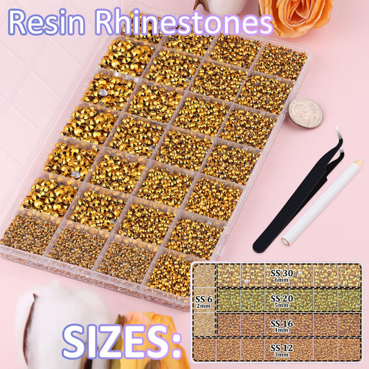 30000Pcs Resin Rhinestones for Bedazzling with Tweezers, Mine Gold Rhinestones for Crafting with B7000 Jewelry Glue for DIY Crafts Clothing Tumblers Shoes Fabric Nail Art