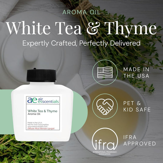 White Tea & Thyme Aroma Oil, Essential Oils Blend for Diffusers & Scent Machines, Rose Petals, Thyme & Balsam, Aromatherapy, Cold Air Diffuser Compatible, 100 mL