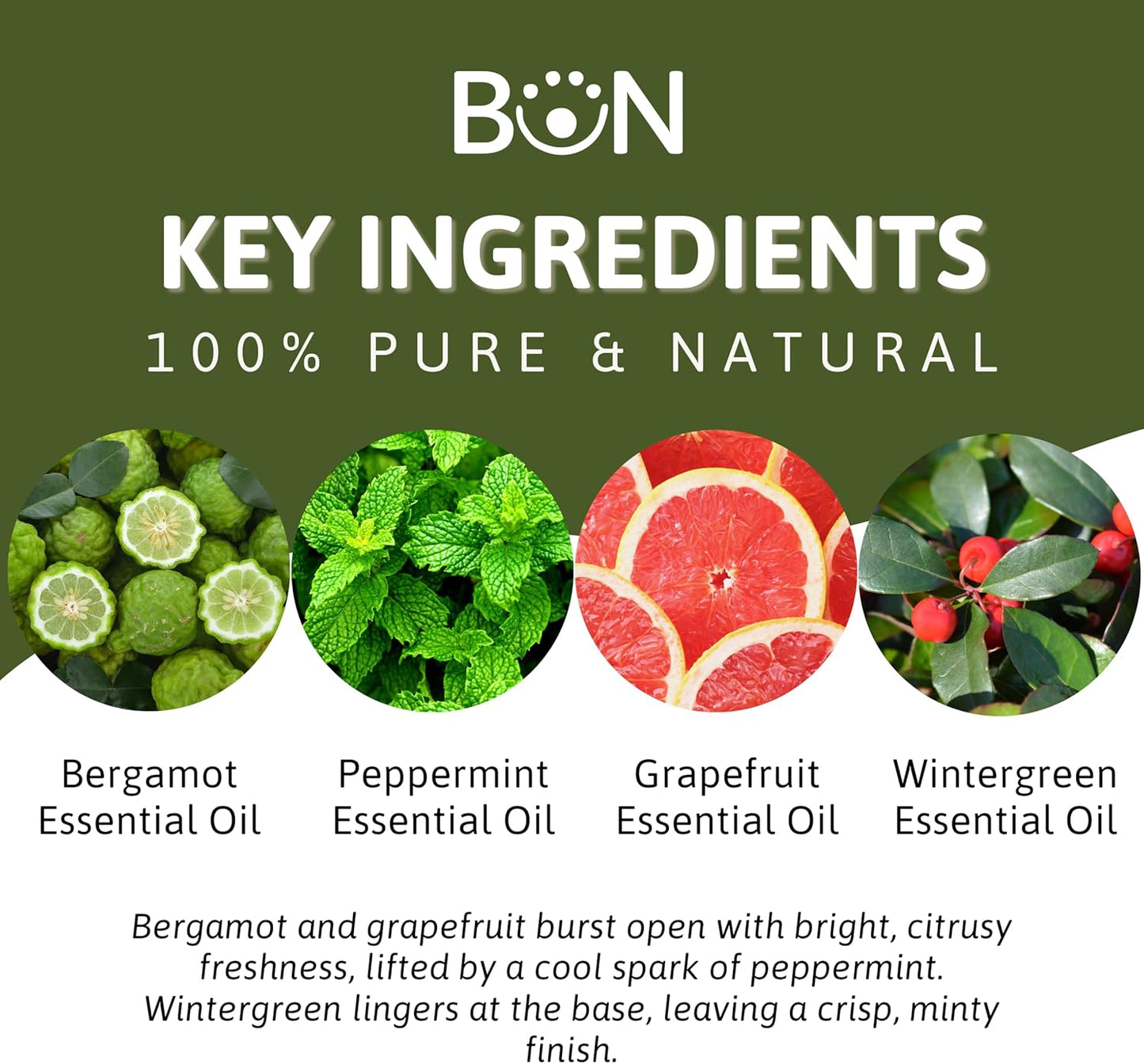 Energizing Essential Oil Blend – Peppermint, Bergamot, Grapefruit & Wintergreen – 100% Pure for Diffuser, Focus, and Daily Boost – Uplifting Aromatherapy