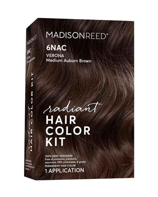 Madison Reed Radiant Hair Color Kit | 6NAC Medium Chocolate Brown with Copper-Auburn Undertones (Verona) for 100% Gray Hair Coverage | Dimensional Permanent Hair Dye | PPD & Ammonia-Free | 1 Pack