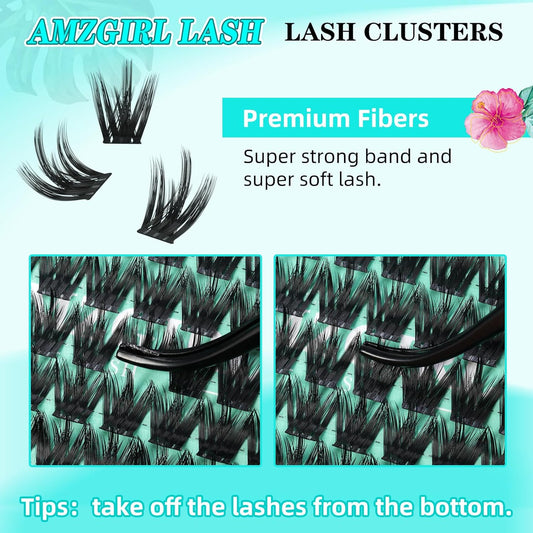 Lash Clusters Wet Look 168Pcs Eyelash Cluster Ultra-Thin Lash Band Eyelashes Extensions Spiky Anime Wide Span Lashes(Orchid,D-10mm)