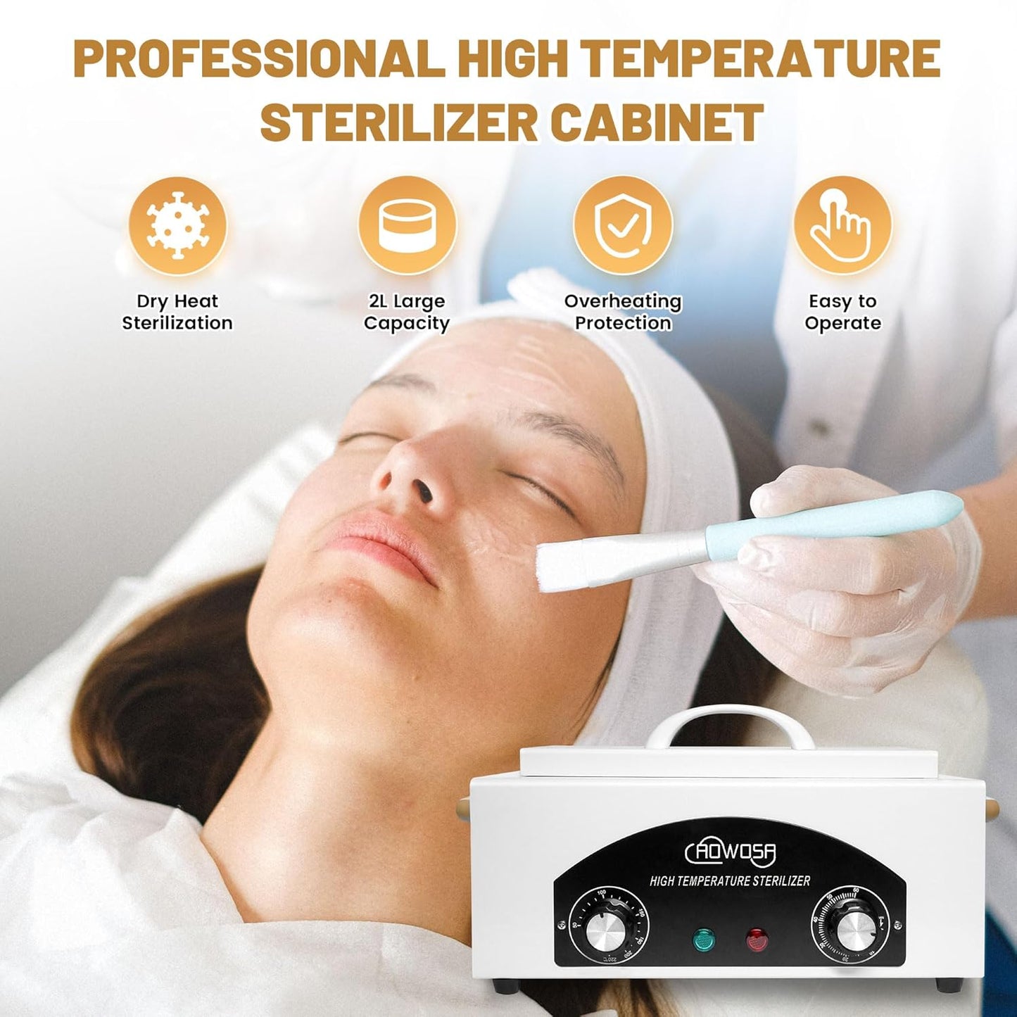 High Temperature Metal Tool Cleaning Box, 2L Dry Heat Cabinet Beauty Hair Nail Metal Tool Cleaning for Manicure Pedicure Barber, with 60 Min Timer & 50-220℃ Temp Settings, Plastic Sterilization Tray