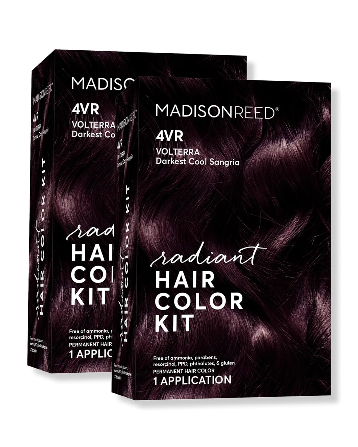 Madison Reed Radiant Hair Color Kit | 4VR Darkest Cool Sangria (Volterra Amethyst) for 100% Gray Hair Coverage | Salon Quality Permanent Hair Dye | PPD-Free & Ammonia-Free | (Packaging Varies) 2 Pack