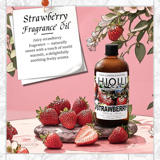 HIQILI Strawberry Fragrance Oil for Diffuser Use, Great for Candle, Soap, Body Butter Making, DIY Fruity Scent Perfume - 5.07 Fl Oz