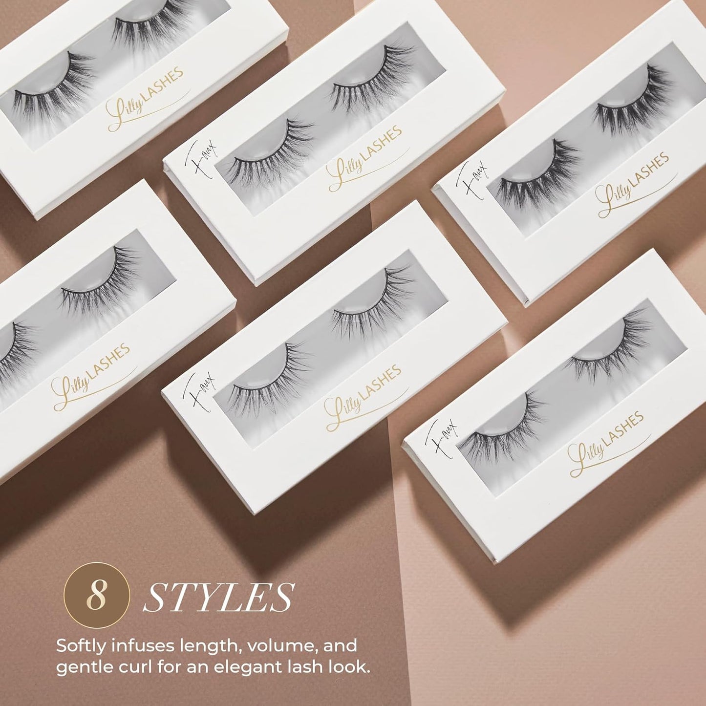 Lilly Lashes Goddess in Lite Faux Mink, Strip Lashes, Natural Lashes, Reusable False Lashes Natural Look, Lash Strips with Luxury Silk Like Fibers, No Lash Glue Included