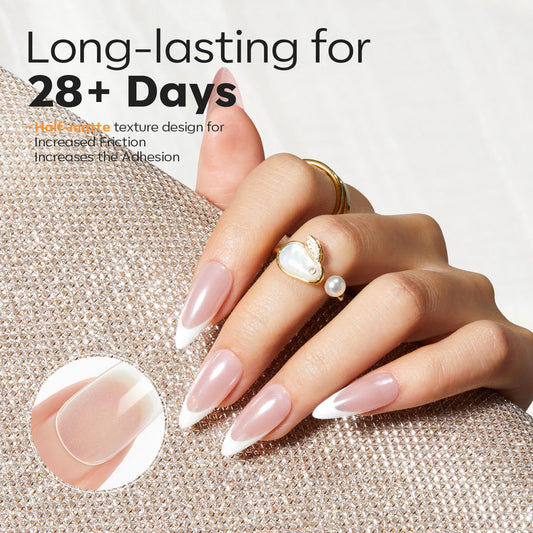 Modelones Medium Stiletto Fake Nail Tips - 510Pcs Gel Tips Pre-shaped Half Matte Full Cover Clear Acrylic Gel Kit False Press on Nails for Extension DIY Salon 15Sizes