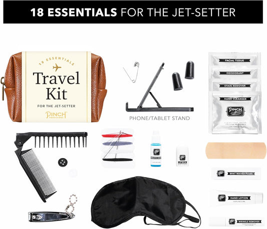 Pinch Provisions Travel Kit, includes 18 Must-Have Emergency Essential Items for Travelling, Ideal Road Trip or Airport Gift for Friends, Family & Peers, Portable Pouch